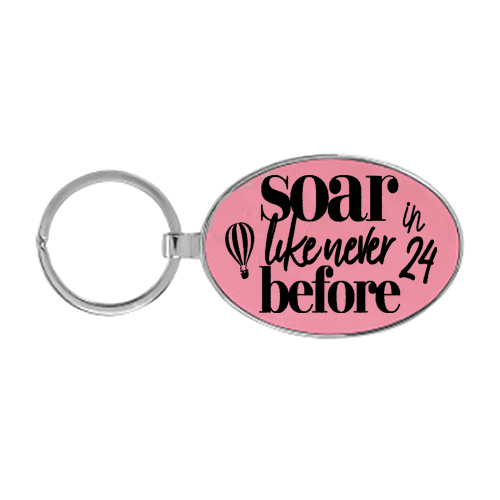 Director Special: "Soar in 24" Pink Leatherette/Metal KeyChain (3"x 1 3/4")