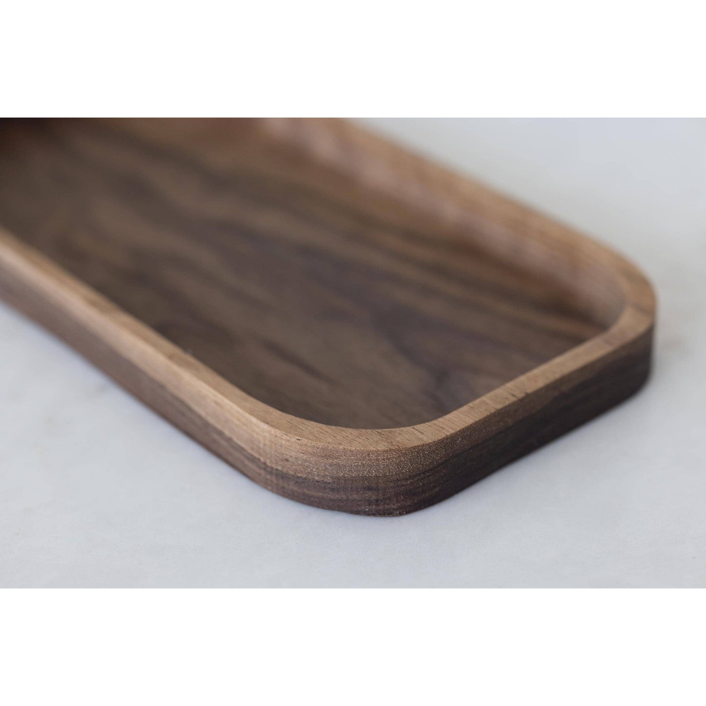 Exquisite Hardwood Valet Tray, crafted from walnut wood. Versatile organizer keeps essentials in one place with style. Perfect gift for husbands or boyfriends. Measures 5"x10"x3/4". Combines functionality and elegance. Felt feet protect wood.