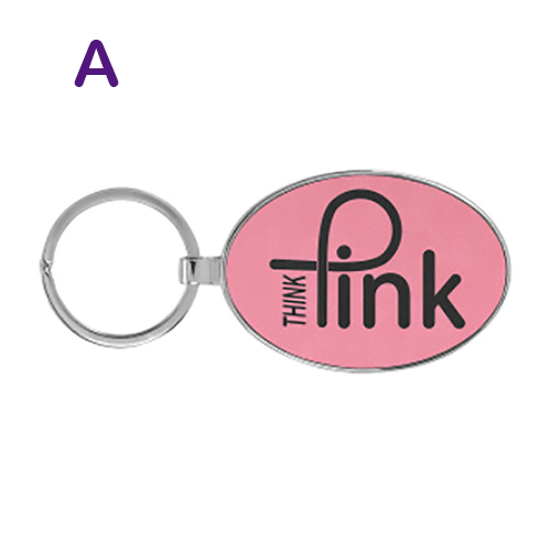 Directors Special: Introducing our Pink Leatherette/Metal KeyChain (3"x 1 3/4") with 7 stylish designs. Perfect for your keys! Choose your favorite.