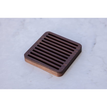Walnut Trivets/Hot Plates 5"x5" square straight slots.