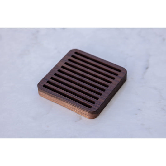 Walnut Trivets/Hot Plates 5"x5" square straight slots.