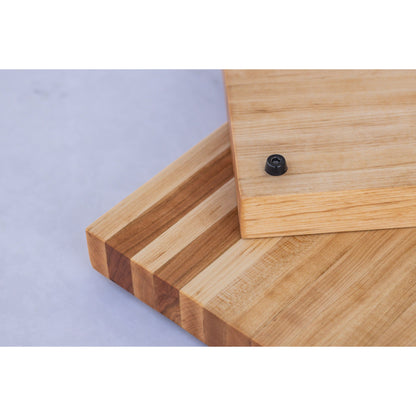 Experience the allure of our large hardwood cutting board. Expertly crafted from hard maple and hickory, this exquisite gift measures approximately 17"x10.5"x1.5". Combining beauty and functionality, it's the perfect present for culinary adventurers.