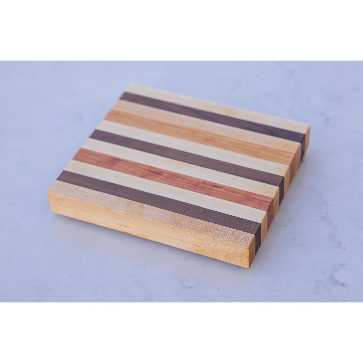 Small Hardwood (Hard Maple/Cherry/Walnut Stripped) Cutting BOARD. A perfect Christmas gift. Approx. 10"x9"x1.25"