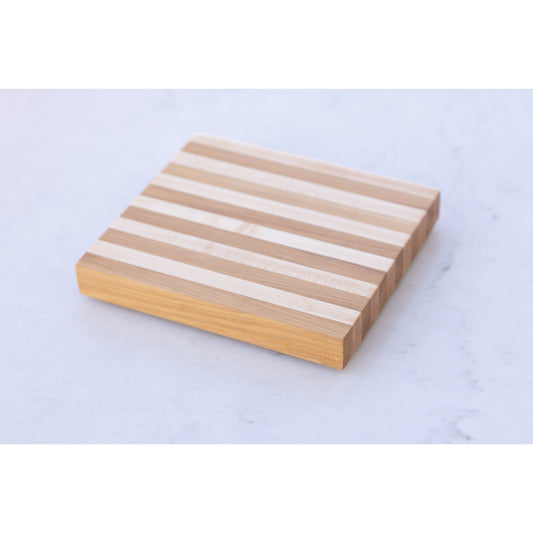 Small Hardwood (Hard Maple/Hickory Stripped) Cutting BOARD. A perfect Christmas gift. Approx. 10"x9"x1.25"